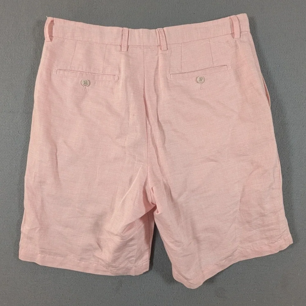 Peter Millar Crown Shorts Mens 34 Pink Linen Cotton Blend Flat Front MS17B36